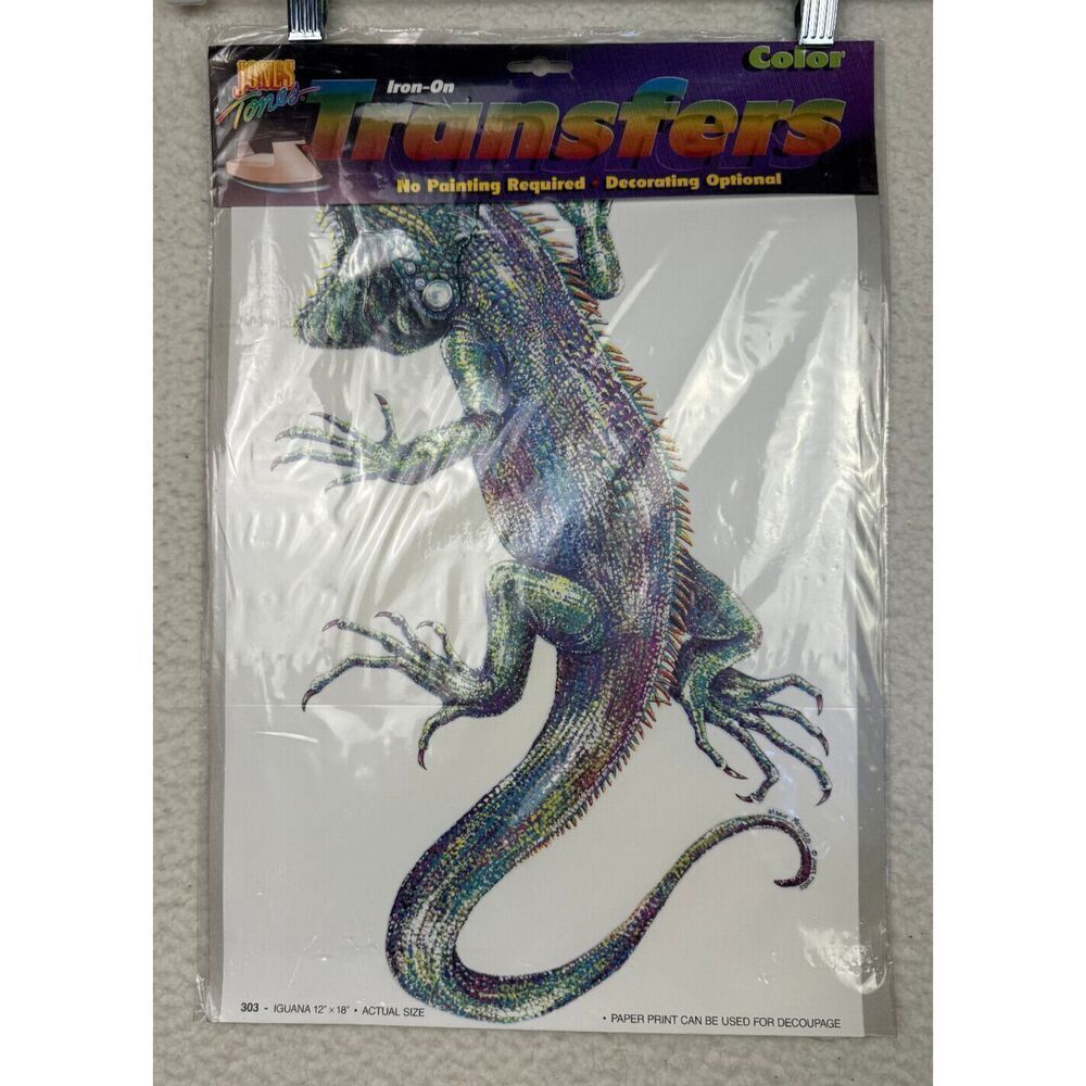Vintage Jones Tones Color Iron-on Transfers Iguana‎ Lizard Reptile 12x18